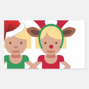 christmas Santa twillingars emoji Rektangulärt Klistermärke