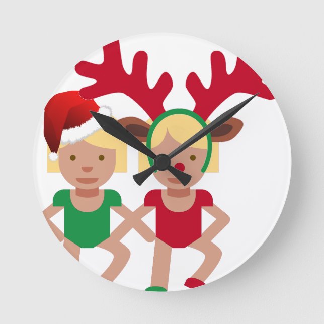 christmas Santa twillingars emoji Rund Klocka (Framsida)