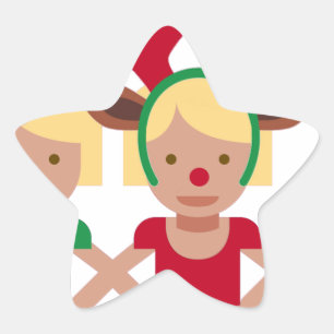 christmas Santa twillingars emoji Stjärnformat Klistermärke