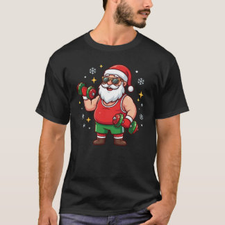 Christmas Santa Weightlifter Funny Workout Santa T Shirt