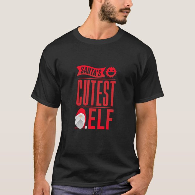 Christmas Santa's Cutest Elf T Shirt (Framsida)