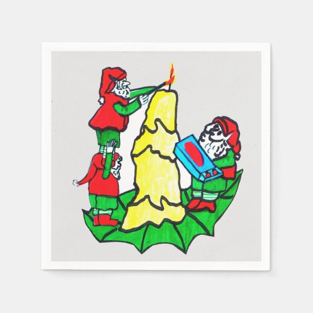 CHRISTMAS SANTA'S ELVES DECORATING PAPPERSSERVETT (Framsidan)