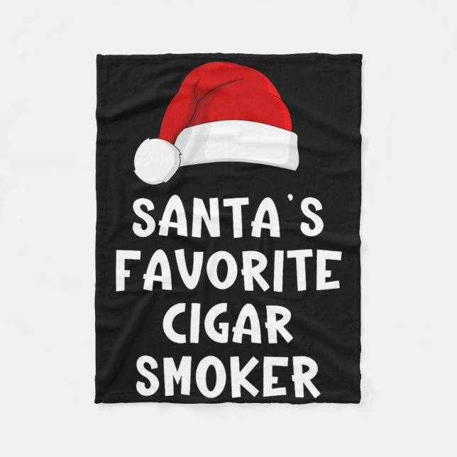 Christmas Santa's Favorite Cigar Smoker Funny Xmas Fleecefilt (Framsidan)