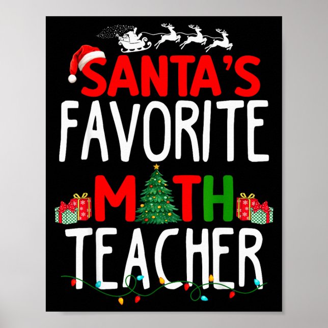 Christmas Santa's Favorite Math Teacher Mathematic Poster (Framsidan)