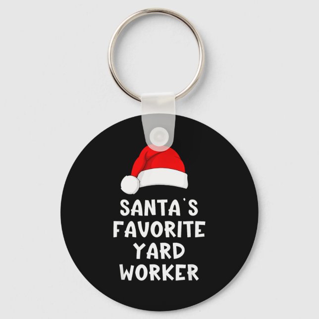 Christmas Santa's Favorite Yard Worker Funny Pajam Nyckelring (Framsida)