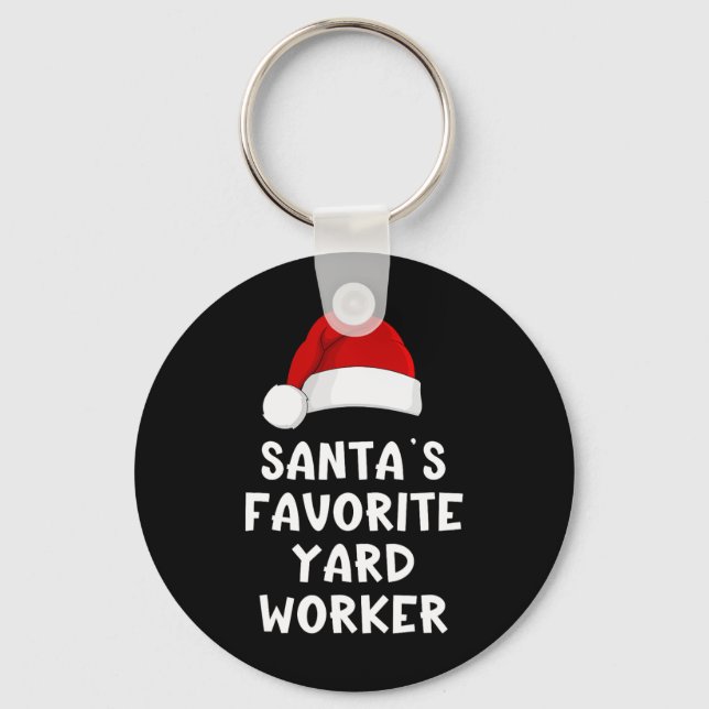 Christmas Santa's Favorite Yard Worker Funny Pajam Nyckelring (Framsida)