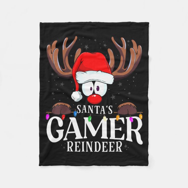 Christmas Santa's Gamer Reindeer Matching X-mas  Fleecefilt (Framsidan)