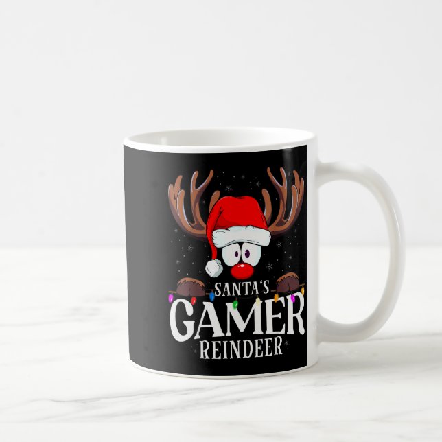 Christmas Santa's Gamer Reindeer Matching X-mas  Kaffemugg (Höger)