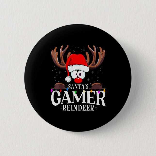 Christmas Santa's Gamer Reindeer Matching X-mas  Knapp (Framsida)