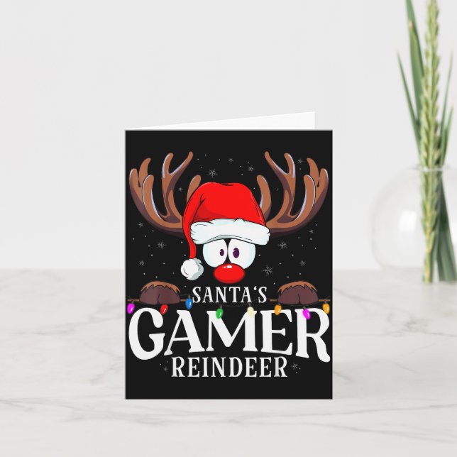Christmas Santa's Gamer Reindeer Matching X-mas  Kort (Framsida)