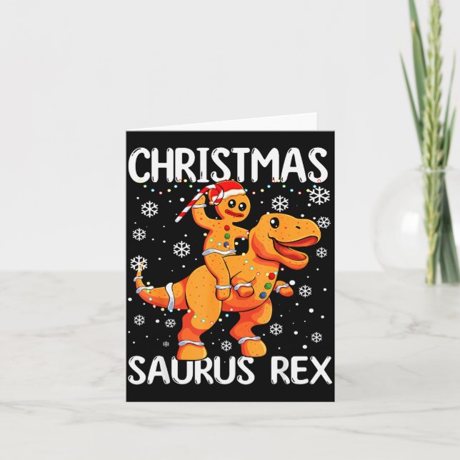 Christmas Saurus Rex Gingerbread Man Cookie Trex B Kort (Framsida)