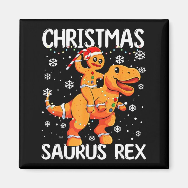 Christmas Saurus Rex Gingerbread Man Cookie Trex B Magnet (Framsidan)