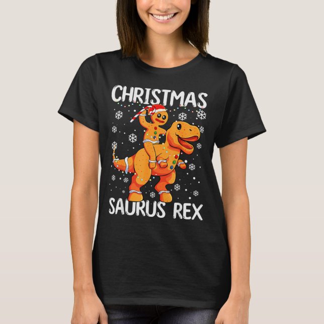 Christmas Saurus Rex Gingerbread Man Cookie Trex B T Shirt (Framsida)