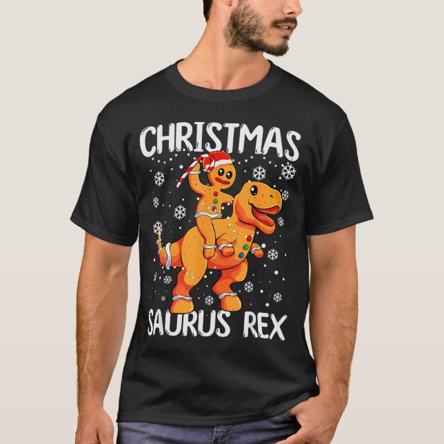 Christmas Saurus Rex Gingerbread Man Cookie Trex B T Shirt (Framsida)
