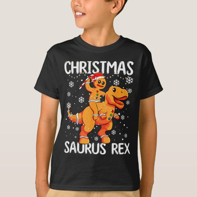Christmas Saurus Rex Gingerbread Man Cookie Trex B T Shirt (Framsida)