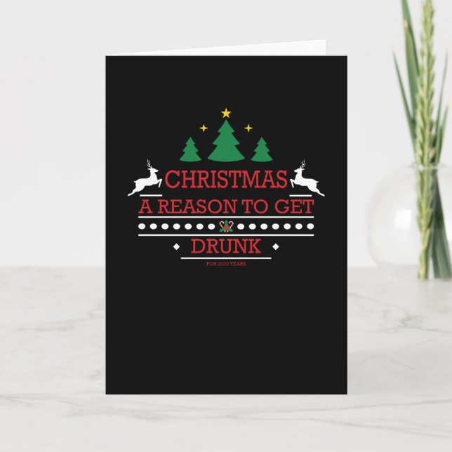 Christmas Saying Funny Booze Drink Alcohol Kort (Framsida)
