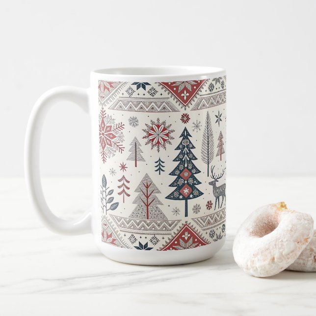 Christmas Scandinavian Geometric Minimalist Kaffemugg (Med munk)