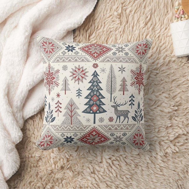 Christmas Scandinavian Geometric Minimalist Kudde (Filt)