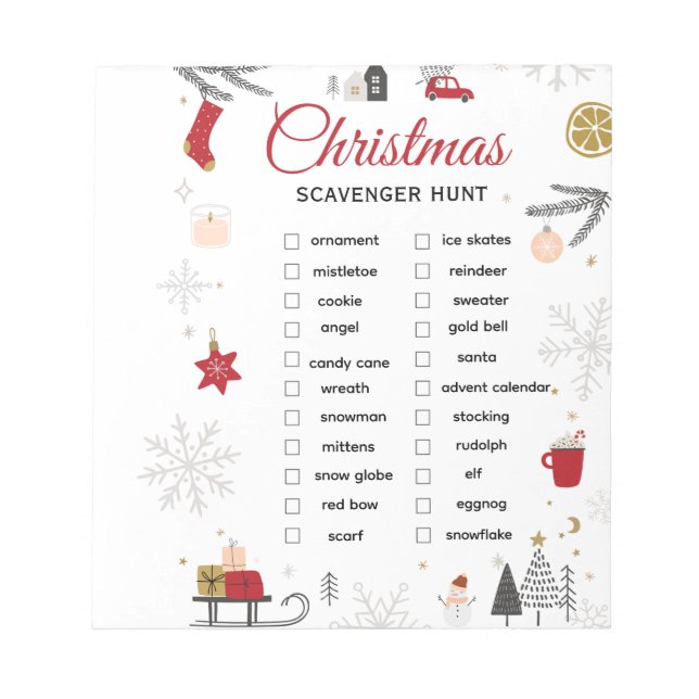 Christmas Scavenger Hunt Checklist Art Anteckningsblock (Framsida)