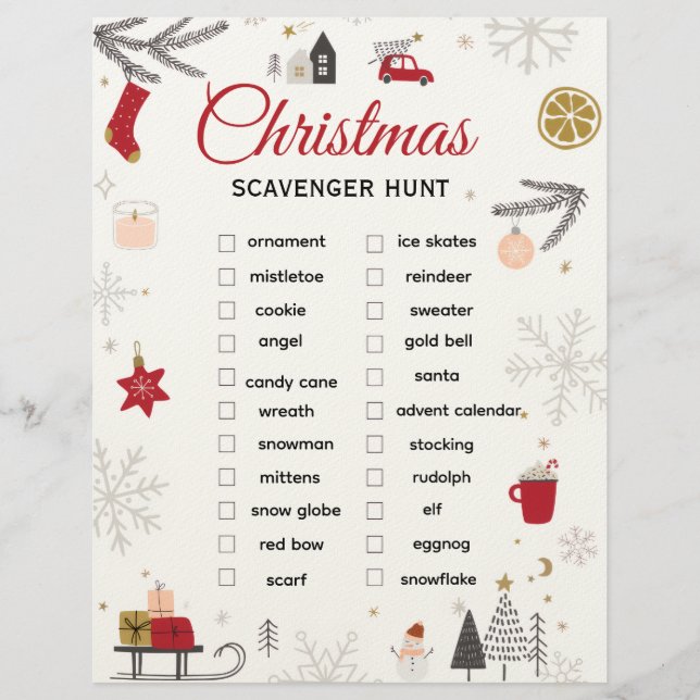 Christmas Scavenger Hunt Checklist Art Brevhuvud (Framsida)