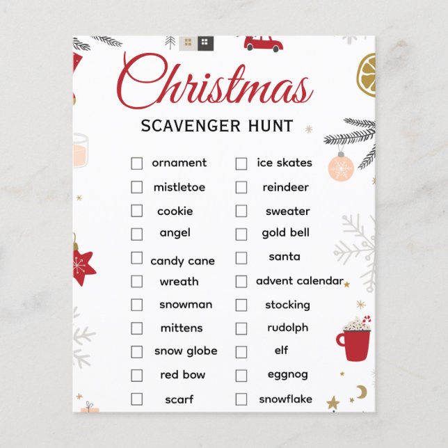 Christmas Scavenger Hunt Checklist Art Flygblad (Framsidan)