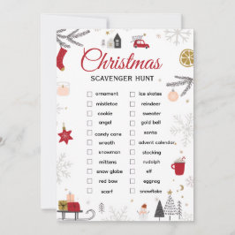 Christmas Scavenger Hunt Checklist Art Julkort