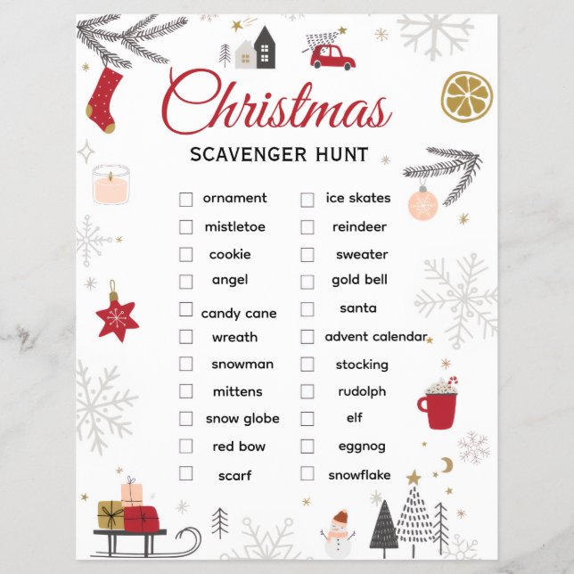 Christmas Scavenger Hunt Checklist Art Reklamblad (Framsidan)