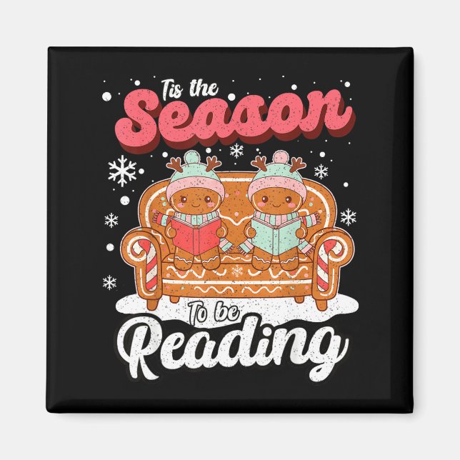 Christmas School Teacher Retro Librarian Groovy Xm Magnet (Framsidan)