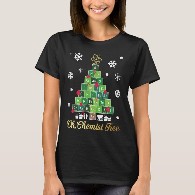 Christmas Science Chemist Tree Periodic Table Xmas T Shirt (Framsida)