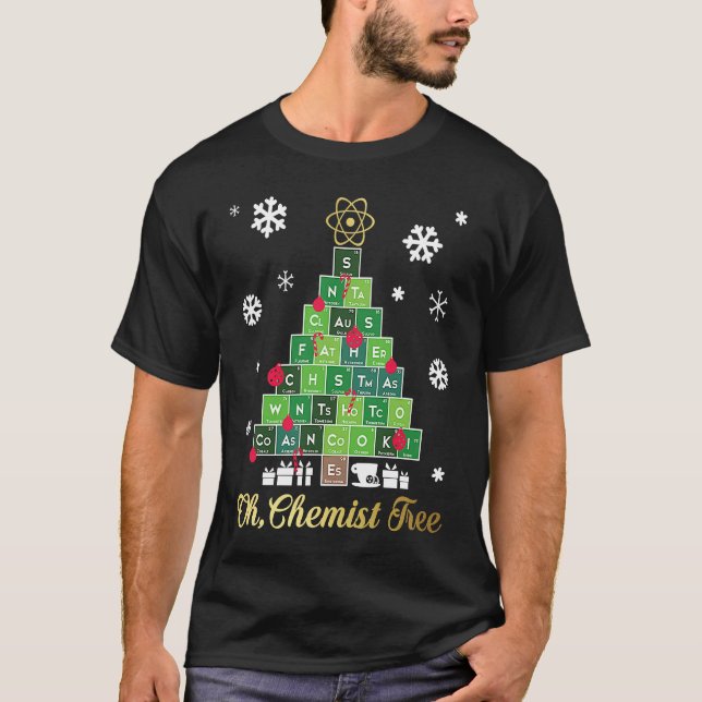 Christmas Science Chemist Tree Periodic Table Xmas T Shirt (Framsida)