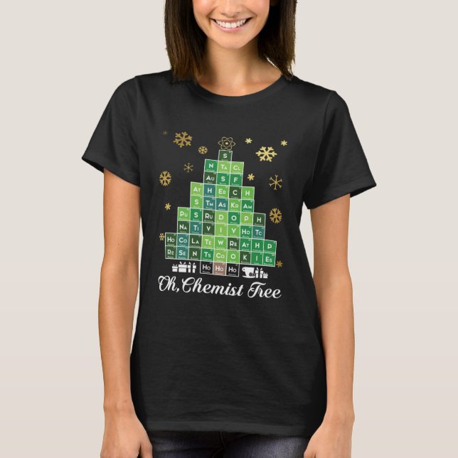 Christmas Science Chemist Tree Periodic Table Xmas T Shirt (Framsida)