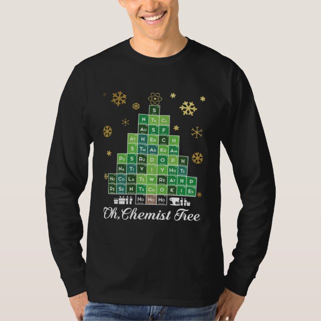 Christmas Science Chemist Tree Periodic Table Xmas T Shirt (Framsida)
