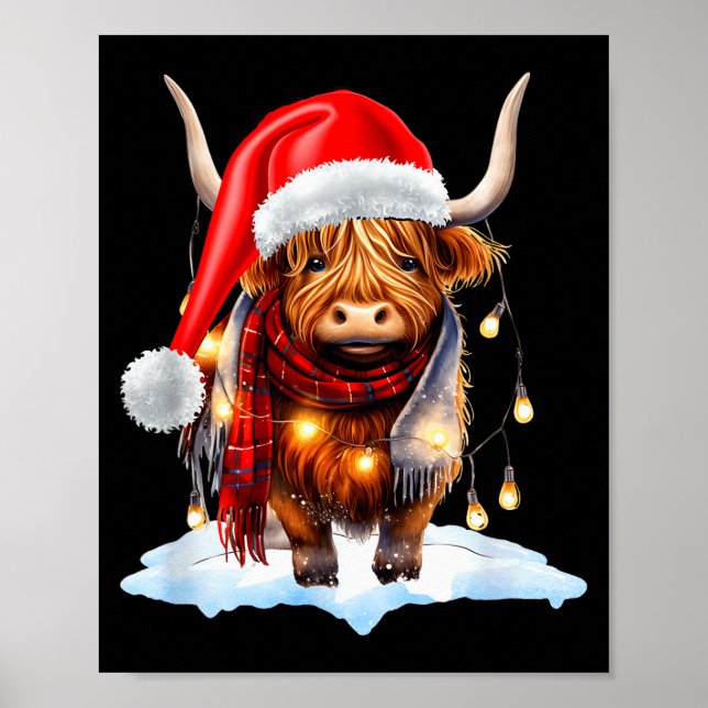Christmas Scottish Highland Cow Wrapped In Christm Poster (Framsidan)