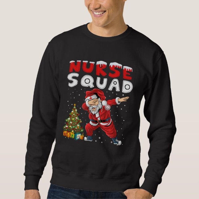 Christmas Scrub Women Dabbing Santa Scrubs Nurse S Lång Ärmad Tröja (Framsida)