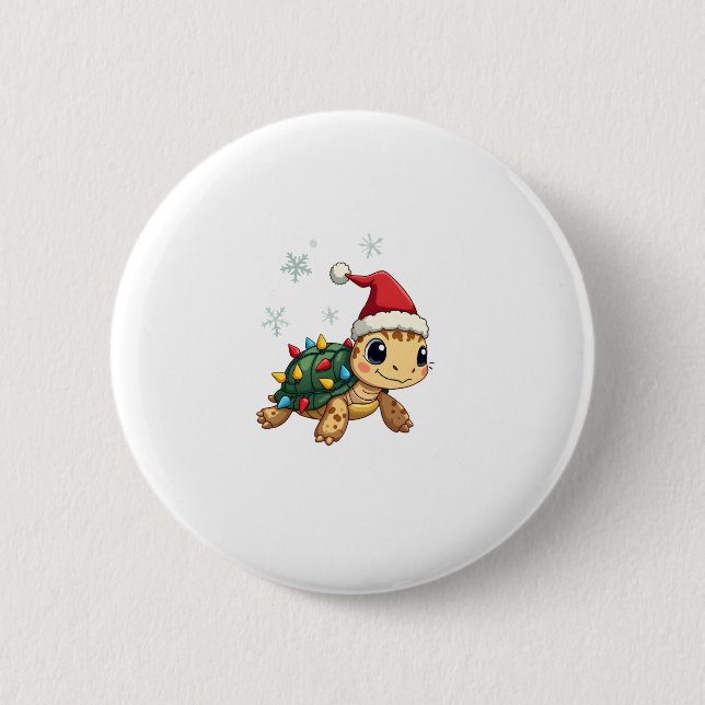 Christmas Sea Turtle Santa Xmas Men Women Boys Gir Knapp (Framsida)