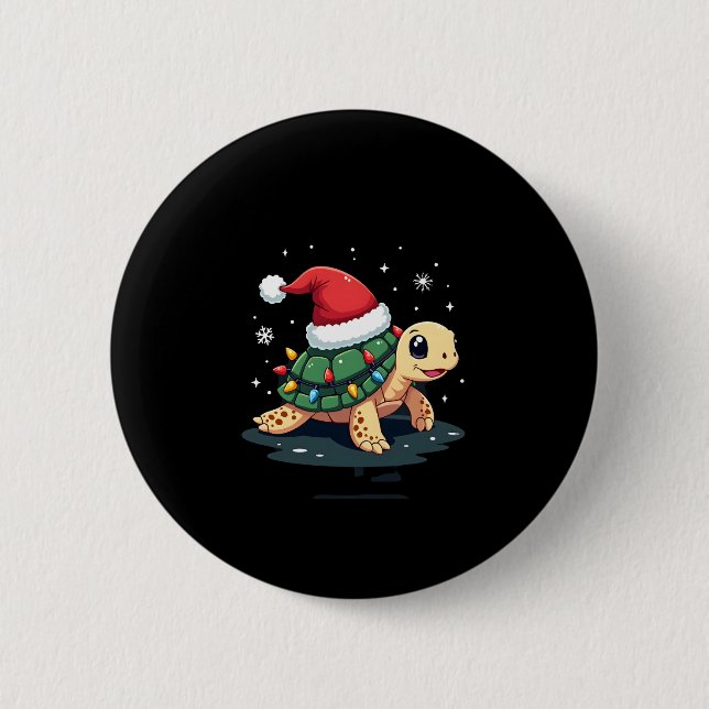 Christmas Sea Turtle Santa Xmas Men Women Boys Gir Knapp (Framsida)