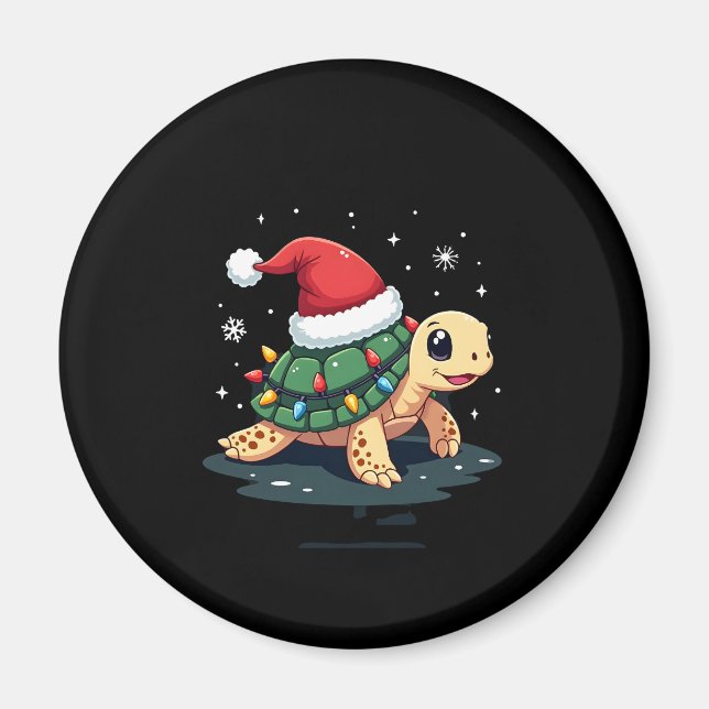 Christmas Sea Turtle Santa Xmas Men Women Boys Gir Magnet (Framsidan)