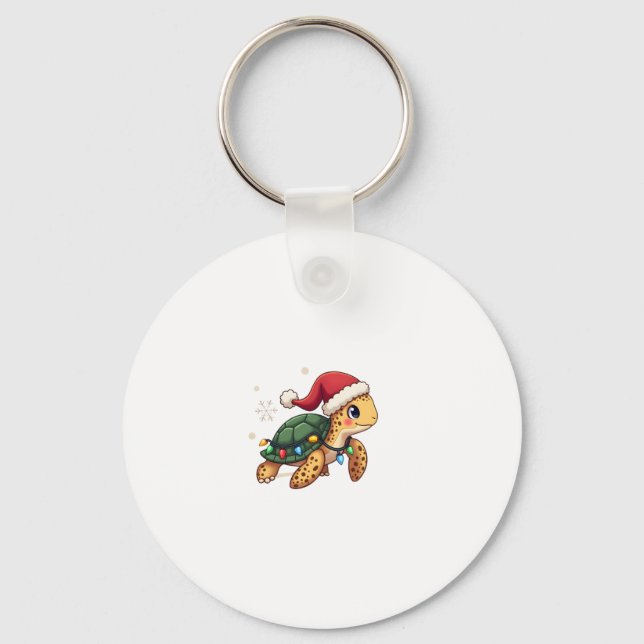 Christmas Sea Turtle Santa Xmas Men Women Boys Gir Nyckelring (Framsida)