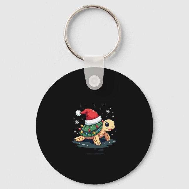 Christmas Sea Turtle Santa Xmas Men Women Boys Gir Nyckelring (Framsida)