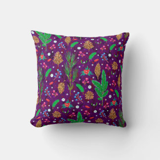 Christmas seamless pattern with pine cones, fir br kudde