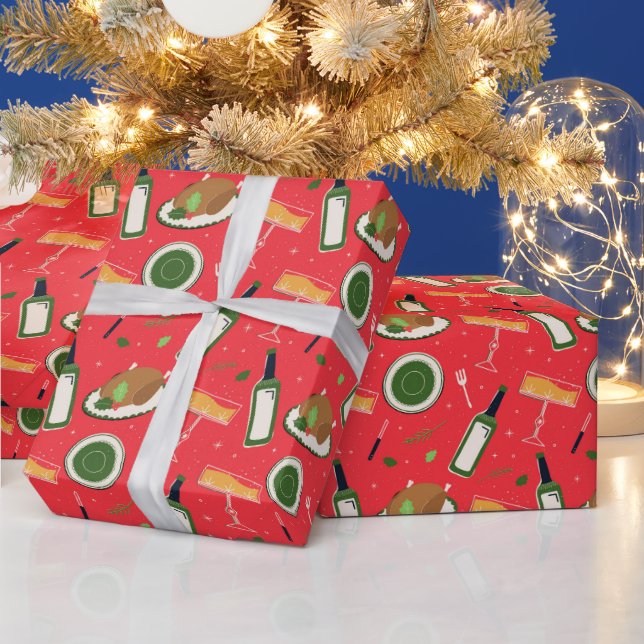 Christmas seamless pattern with retro champagne. presentpapper (Helgdagar)