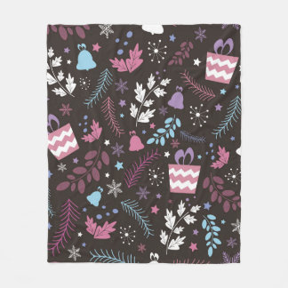 Christmas seamless pattern with tree,  snow,  gift fleecefilt