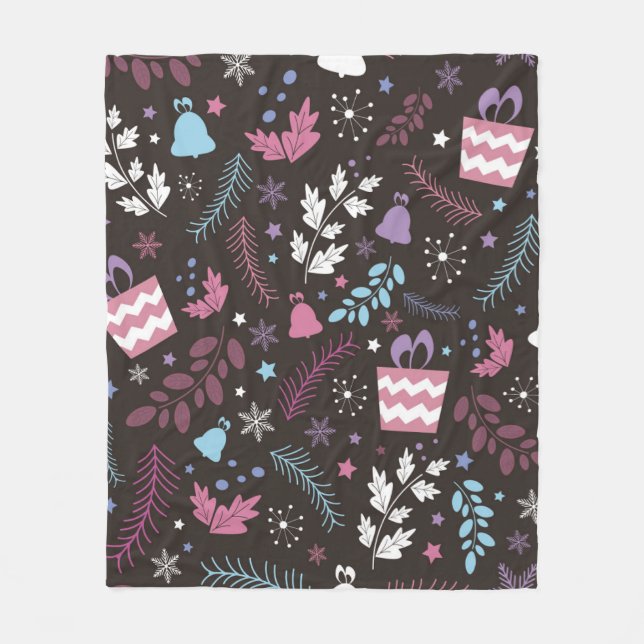 Christmas seamless pattern with tree,  snow,  gift fleecefilt (Framsidan)