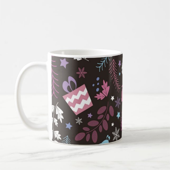 Christmas seamless pattern with tree,  snow,  gift kaffemugg (Vänster)