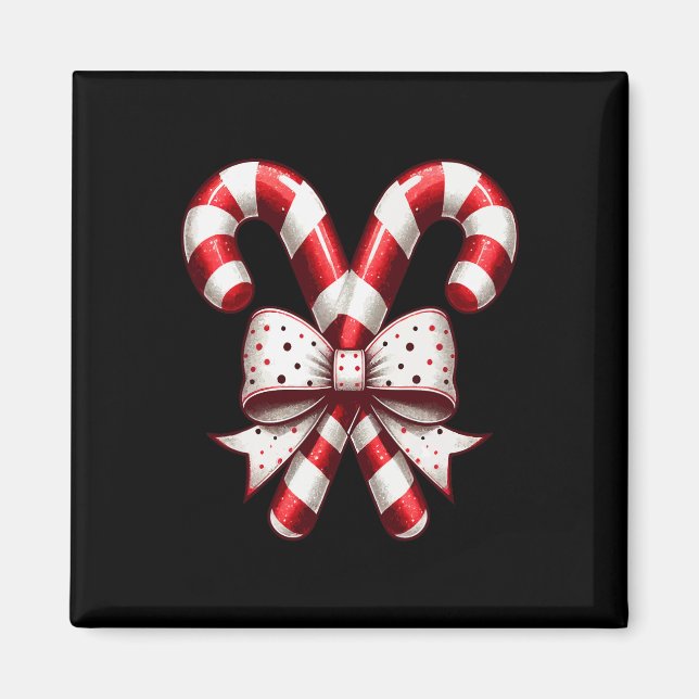 Christmas Season Cute Candy Cane Retro Coquette Bo Magnet (Framsidan)