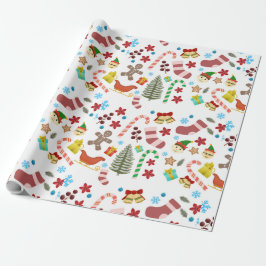 Christmas Seasonal Icons Wrapping Paper  Presentpapper