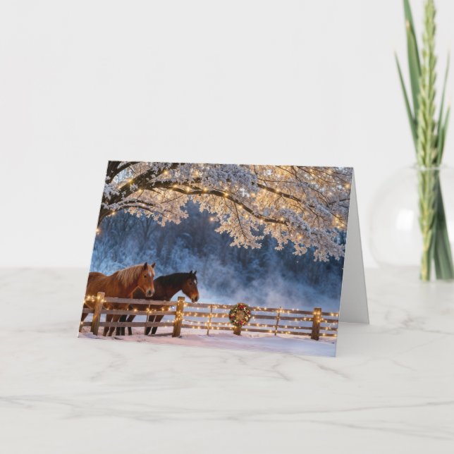 Christmas Seasons Greetings Country Horses  Kort (Framsida)