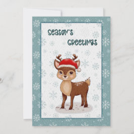 Christmas Seasons Greetings with a Little Deer Julkort