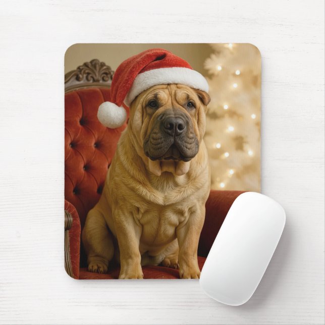 Christmas Shar-Pei Wearing Santa Hat Musmatta (Med mus)