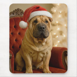 Christmas Shar-Pei Wearing Santa Hat Musmatta